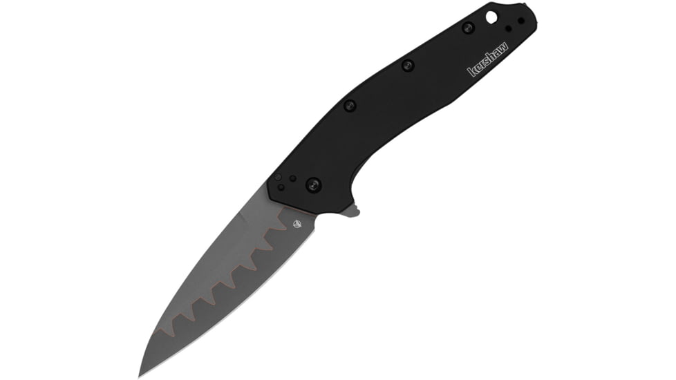 Kershaw Dividend Composite Folding Knife, 3 in, CPM-D2 Steel, Wharncliffe Blade, Anodized Aluminum Black Handle, 1812BLKCB