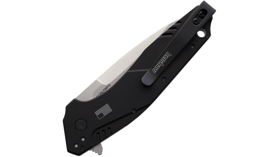 Kershaw Dividend A/O Folding Knife, 4.25in Closed, 3in Stonewash Magnacut Steel Blade, Black Textured Green Handle, 1812BLKMAG