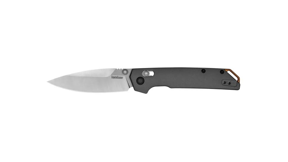 Kershaw Iridium Folding Knife, 3.45 in, D2 Steel, Spear Point, Aluminum, Gray Handle, 2038