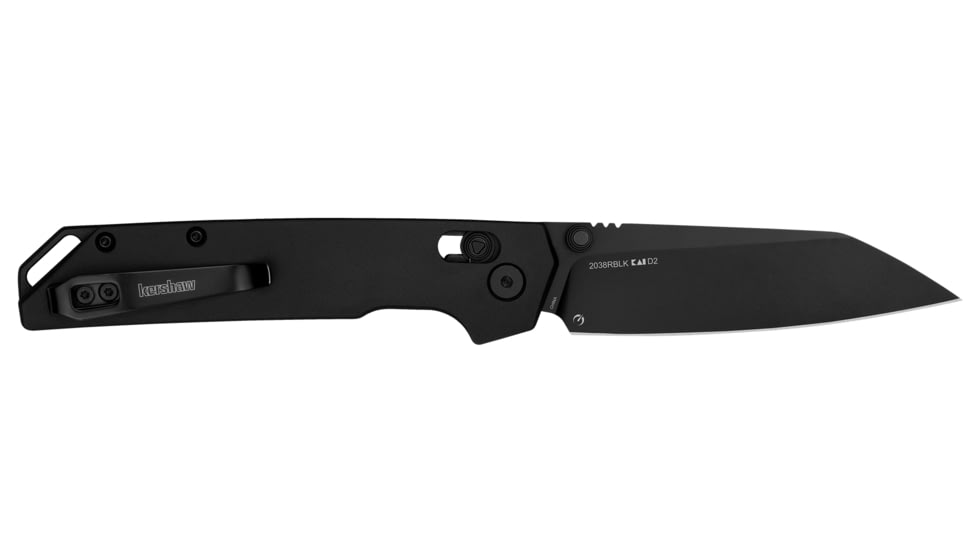 Kershaw Iridium Folding Knife, 3.45in, D2 Steel, Reverse Tanto Blade, Aluminum, Black Handle, 2038RBLK