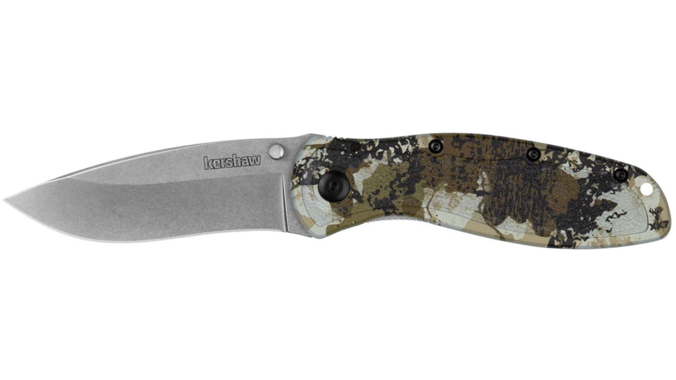 Kershaw Blur Assisted Opening Folding Knife, 3.4 in, 14C28N, Recurve Blade, Aluminum, Camo Handle, 1670KC