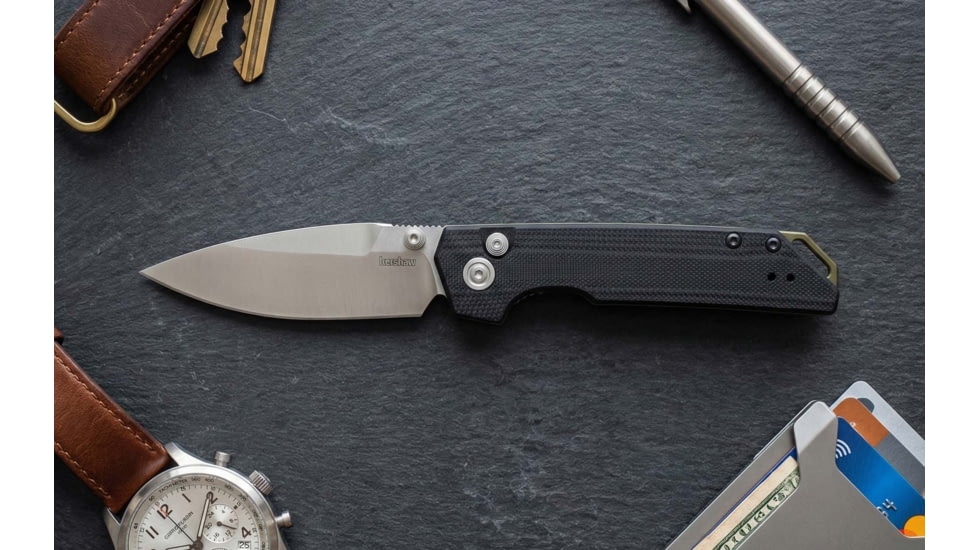 Kershaw Iridium Folding Knife, 3.45in, CPM MagnaCut, Spear Point, G10, Black Handle, 3038