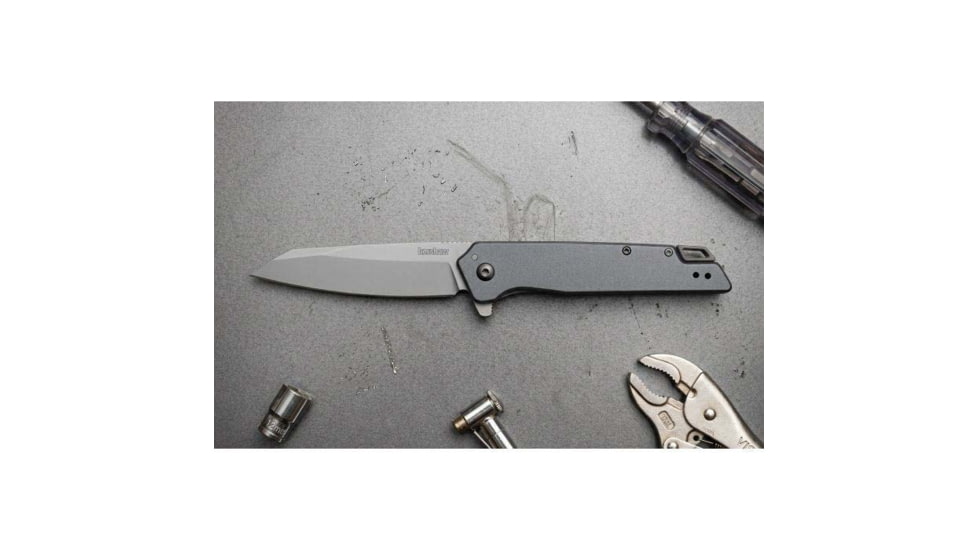 Kershaw Misdirect XL Assisted Opening Folding Knife, 3.37in, 4Cr14, Reverse Tanto Blade, Silver/Gray Stainless Steel Handle, Box, 1441