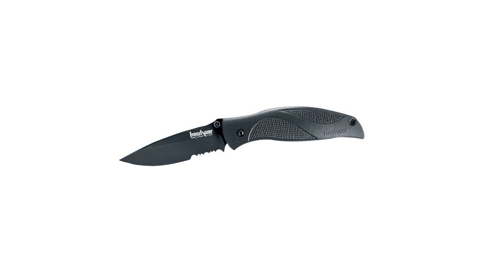 Kershaw Blackout Cutting Knife, Fixed Style, 3.31in. Blade, Serrated Blade, Stainless Steel 1550STKER