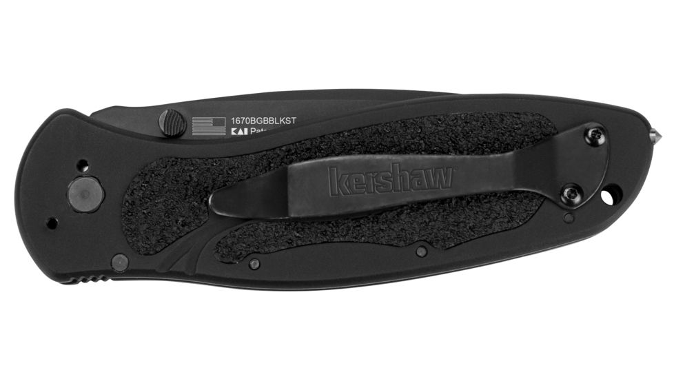 Kershaw Blur Assisted Open Folding Knife,3.4in Sandvik 14C28N Black Steel Serrated Blade,6061-T6 Anodized Aluminum Handle w/Trac-Tec Inserts and Glass Breaker