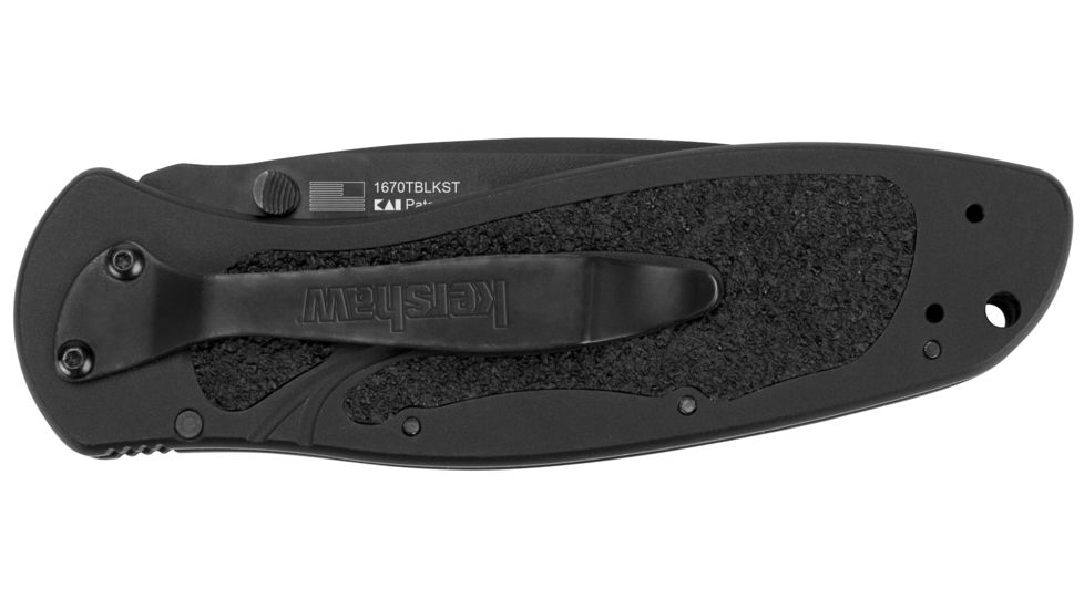 Kershaw Blur Assisted Opening Folding Knife, 3.4 in, 14C28N, Black Serrated ,Tanto Blade, Black 6061-T6 Aluminum/Trac-Tec Handle, 1670TBLKST