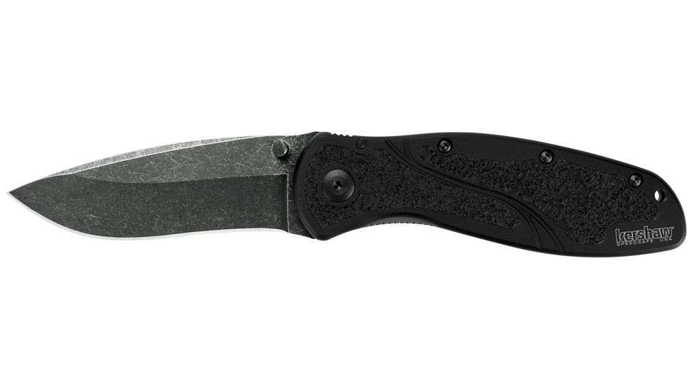 Kershaw Blur Assisted Open Folding Knife,3.4in Sandvik 14C28N BlackWash Steel Plain Blade,6061-T6 Anodized Aluminum Handle w/Trac-Tec Inserts