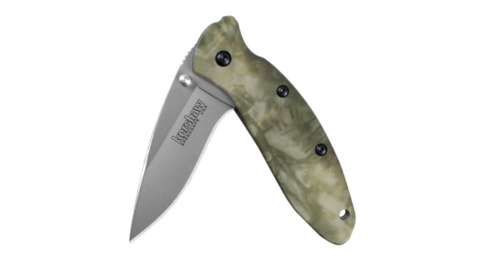 Kershaw Camo Scallion Cutting Knife, 2.28in. Blade, High Carbon Stainless Steel, Anodized Aluminum