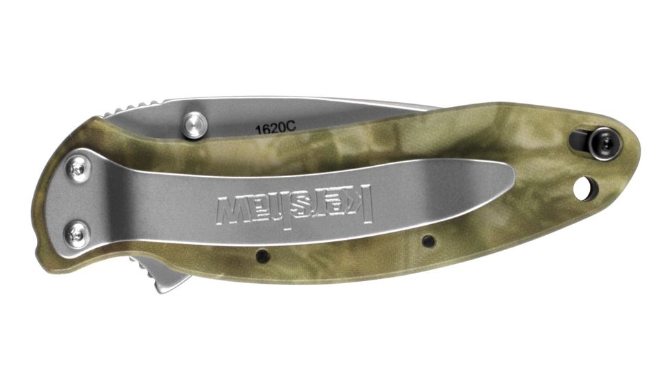Kershaw Camo Scallion Cutting Knife, 2.28in. Blade, High Carbon Stainless Steel, Anodized Aluminum