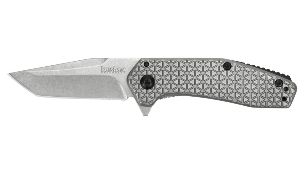 Kershaw Cathode Assisted Opening Folding Knife, 2.25in, 4Cr14, American Tanto Blade, Stainless Steel, Stainless Steel Handle, 1324