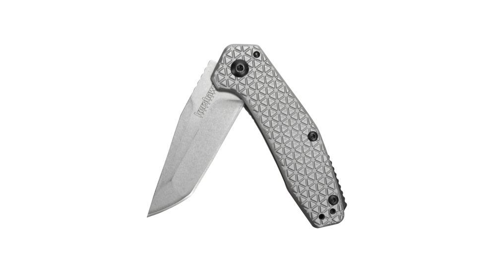 Kershaw Cathode Assisted Opening Folding Knife, 2.25in, 4Cr14, American Tanto Blade, Stainless Steel, Stainless Steel Handle, 1324