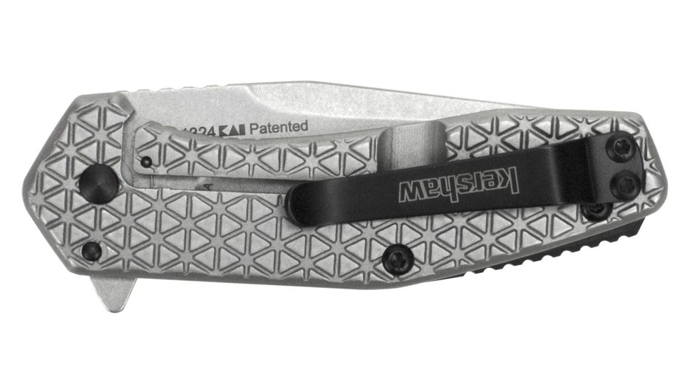 Kershaw Cathode Assisted Opening Folding Knife, 2.25in, 4Cr14, American Tanto Blade, Stainless Steel, Stainless Steel Handle, 1324