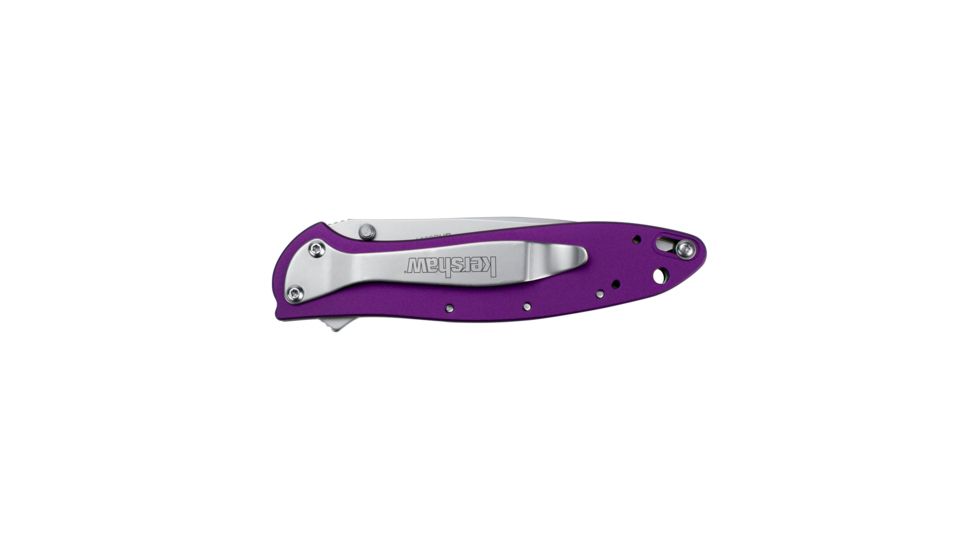 Kershaw Leek Assisted Opening Folding Knife, 3 in, 14C28N, Drop Point Blade, 6061-T6 Aluminum, Purple Handle, 1660PUR