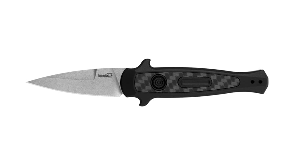 Kershaw Launch 12 Automatic Folding Knife, 2.4in, CPM 154, Spear Point Blade, Stonewashed Finish, Black Aluminum Handle, 7125