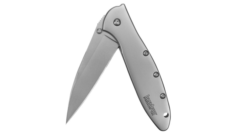 Kershaw Leek Assisted Opening Folding Knife, 3 in, 14C28N, Drop Point Blade, 410 Stainless Steel Handle, Box, 1660