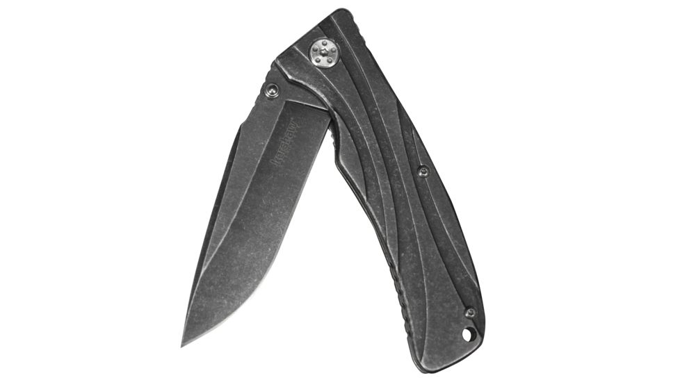 Kershaw Manifold Assisted Opening Knife,Drop Point,3.5in, Blackwash Steel Handle 1303BW