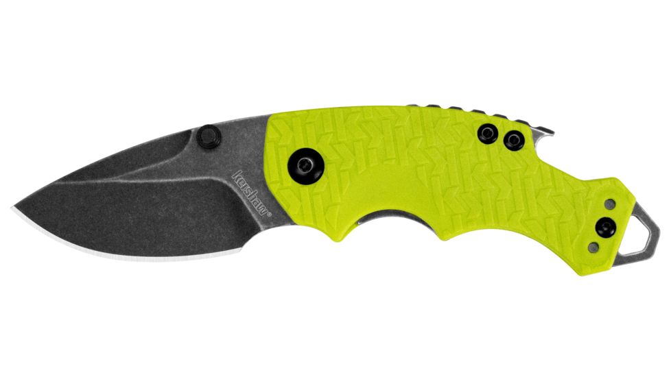 Kershaw Shuffle Folding Knife, 2.4in Blackwash Plain w/Clip, Lime Glass-Filled Nylon w/K-Texture Grip Handle, Box, K8700LIMEBW