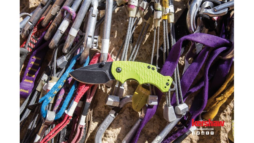Kershaw Shuffle Folding Knife, 2.4in Blackwash Plain w/Clip, Lime Glass-Filled Nylon w/K-Texture Grip Handle, Box, K8700LIMEBW