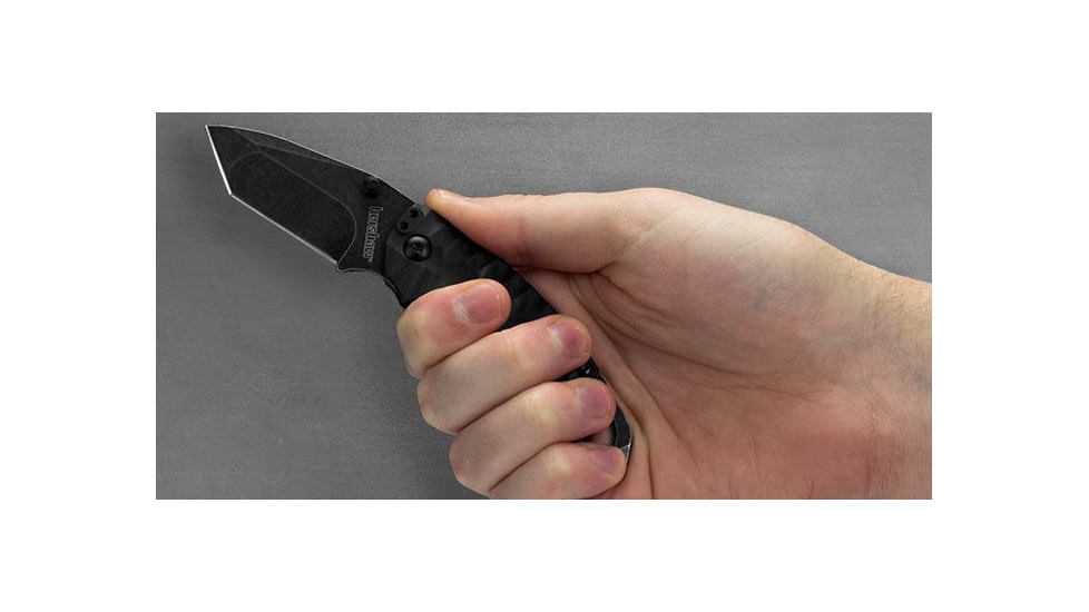 Kershaw Shuffle II Blackwashed Folding Knife, 2.6 in, 8Cr13MoV, American Tanto Blade, Glass-Filled Nylon Black Handle, 8750TBLKBWX