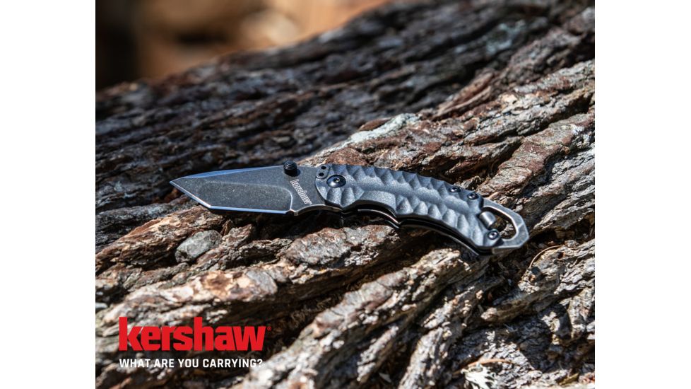 Kershaw Shuffle II Folding Knife, 2.6 in, 8Cr13MoV, Blackwash, Tanto Blade, Glass-Filled Nylon, Black Handle, 8750TBLKBW