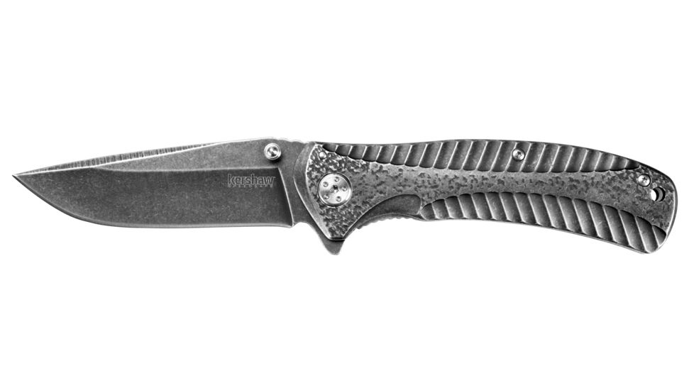Kershaw Starter Folding Knife,3.4in, Blackwash Steel Handle 1301BW