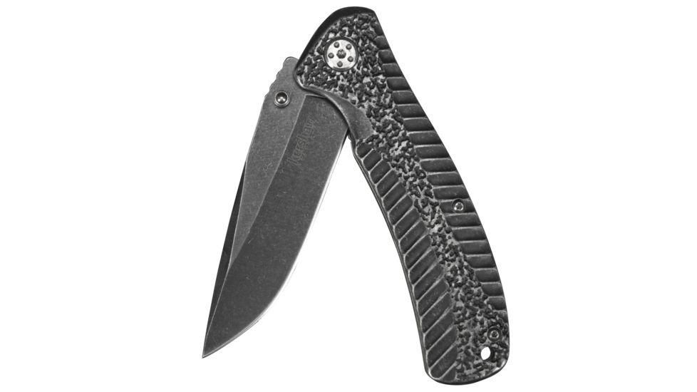 Kershaw Starter Folding Knife,3.4in, Blackwash Steel Handle 1301BW