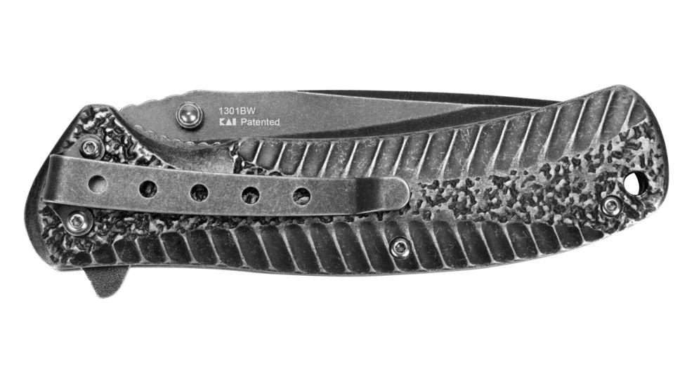 Kershaw Starter Folding Knife,3.4in, Blackwash Steel Handle 1301BW