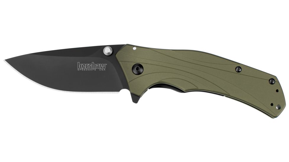 Kershaw Knockout, OD Aluminum Handle, Black Plain K1870OLBLK