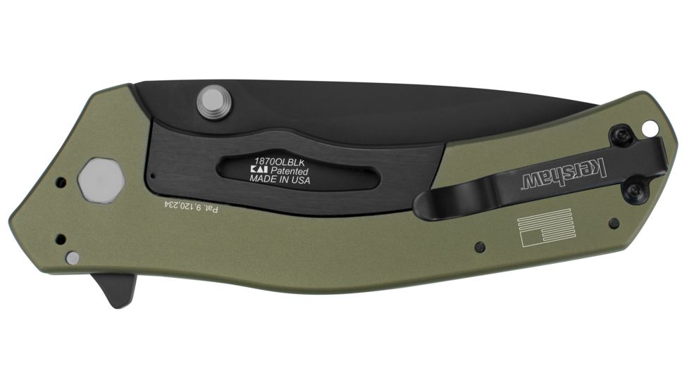 Kershaw Knockout, OD Aluminum Handle, Black Plain K1870OLBLK
