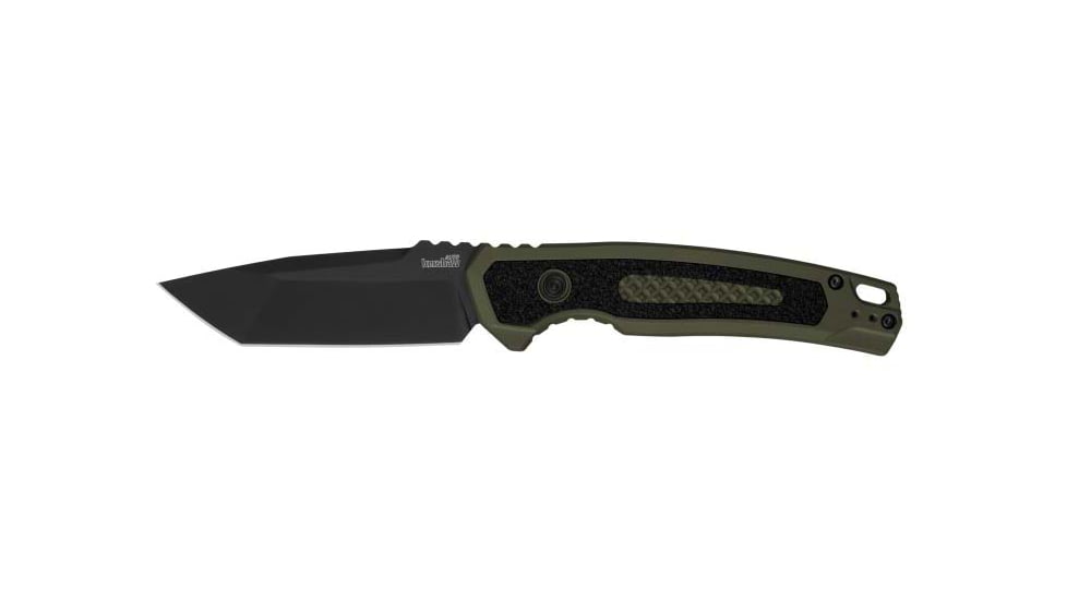 Kershaw Launch 16 Automatic Folding Knife, 3.45in, CPM M4, Tanto Plain Blade, Black Cerakote, Olive Cerakote w/Black Oxide Hardware Aluminum Handle, 7105OLBLK