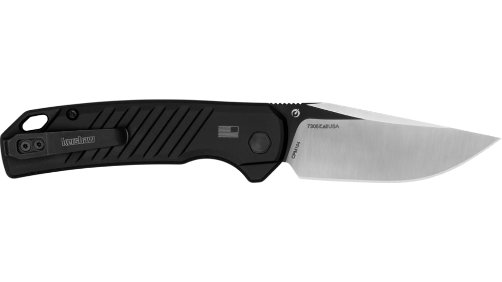Kershaw Launch 23 Automatic Folding Knife, 3.30in, CPM 154, Trailing Point Blade, Aluminum, Black Handle, 7305