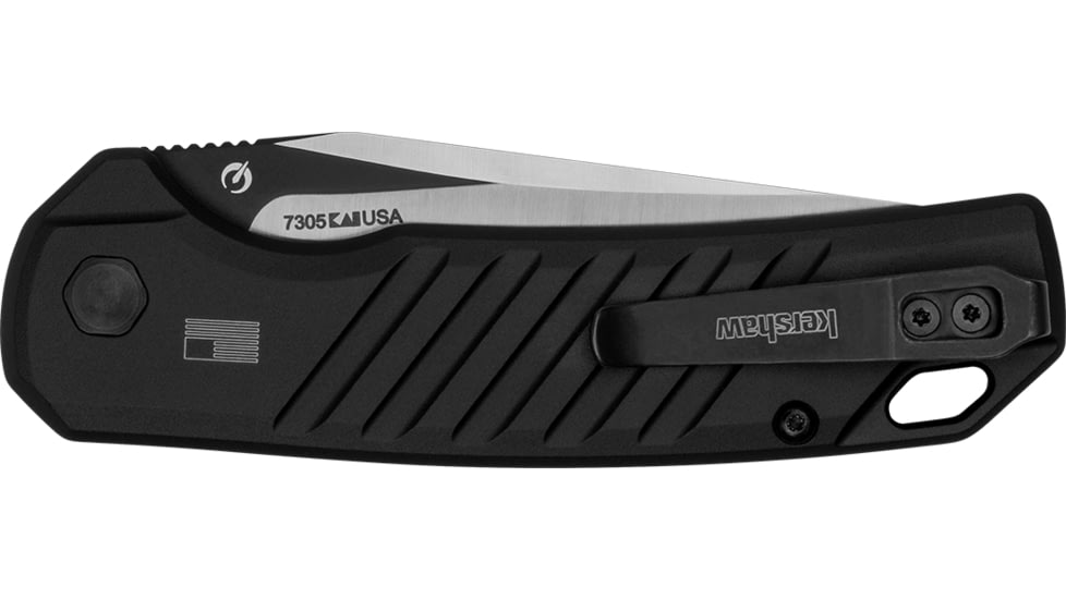 Kershaw Launch 23 Automatic Folding Knife, 3.30in, CPM 154, Trailing Point Blade, Aluminum, Black Handle, 7305