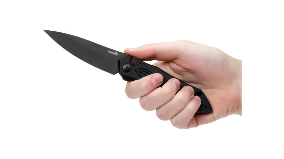 Kershaw Launch 6 Automatic Folding Knife, 3.75in CPM 154 Drop Point Blade, Cerakote Finish, Black Aluminum Handle, 7800BLK