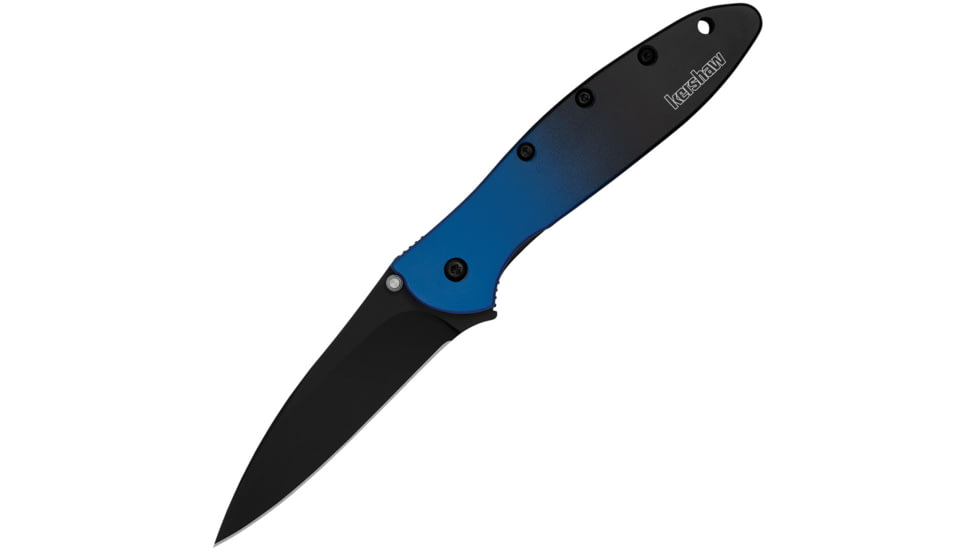 Kershaw Leek Assisted Opening Folding Knife, 3 in, Black Oxide CPM MagnaCut, Wharncliffe Blade, Aluminum, Blue/Black Gradient Handle, 1660GBLUBLK