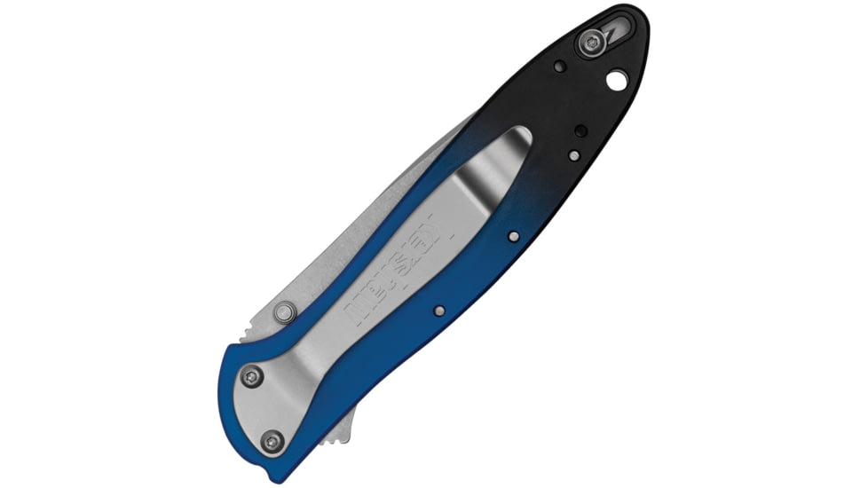 Kershaw Leek Assisted Opening Folding Knife, 3 in, CPM MagnaCut, Stonewash Finish, Wharncliffe Blade, Aluminum, Blue/Black Gradient Handle, 1660GBLU