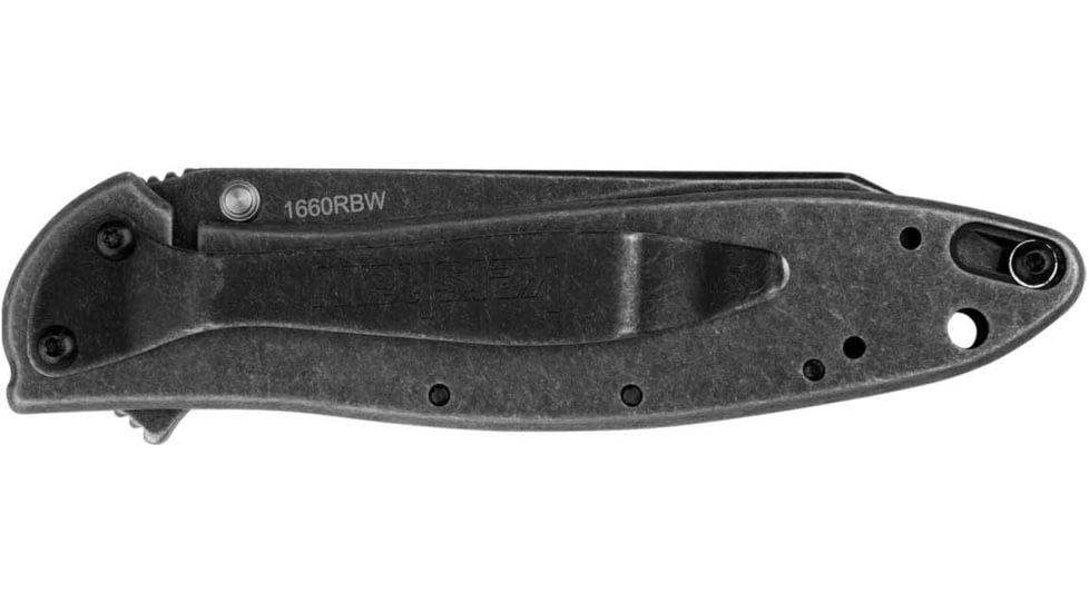Kershaw Leek - Random Blackwash Folding Knife, 3in, Sandvik 14C28N Blade Steel, Black Handle, Frame Lock, 1660RBW
