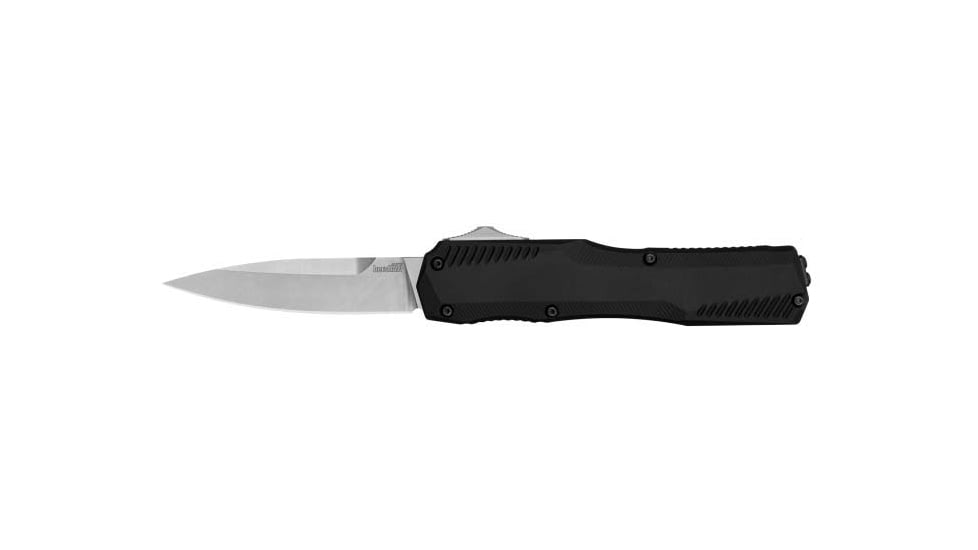 Kershaw Auto Livewire OTF Automatic Folding Knife by Matt Diskin, 3.3in, CPM MagnaCut, Spear Point Blade, Stonewashed Finish, Black Aluminum Handle, 9000
