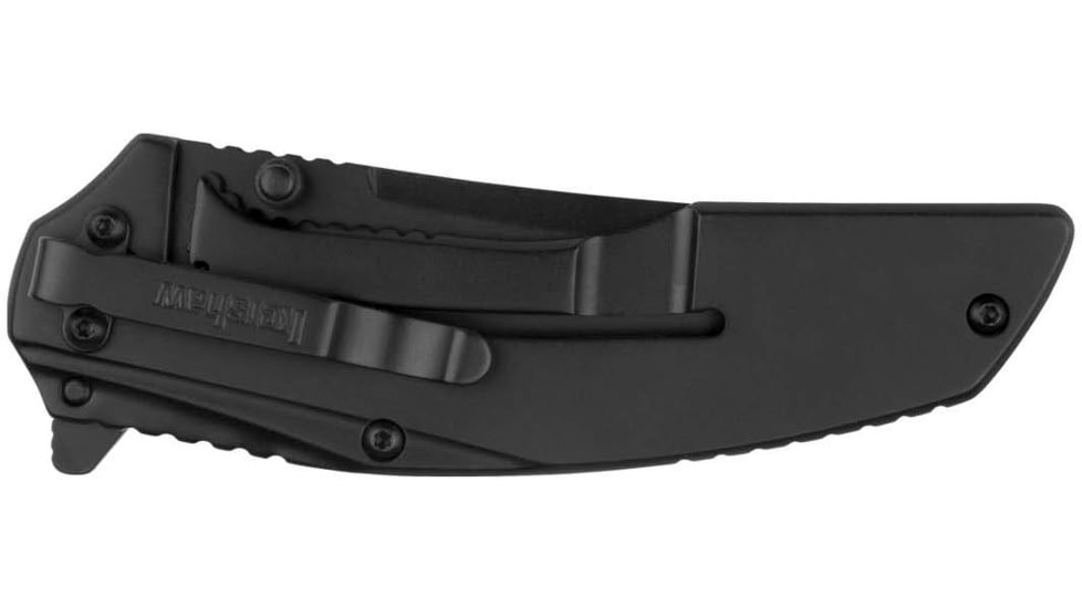Kershaw Outright Assisted Opening Folding Knife, 3 in, 8Cr13MoV, Black Finish, Trailing Point, Stainless Steel, Black Handle, 8320BLK