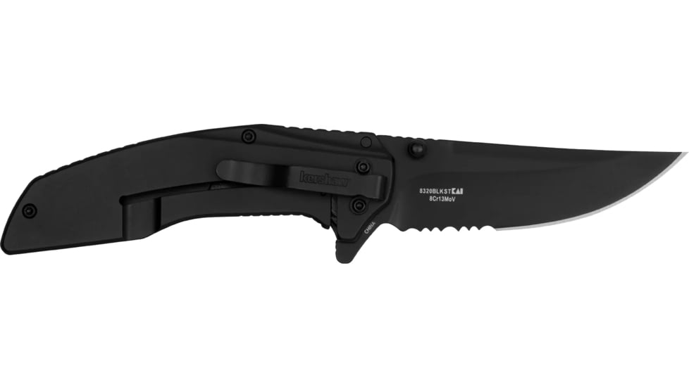 Kershaw Outright Assisted Opening Folding Knife, 3 in, 8Cr13MoV, Trailing Point Blade, G10, Black Handle, 8320BLKST