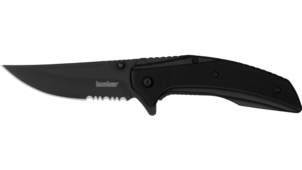 Kershaw Outright Assisted Opening Folding Knife, 3 in, 8Cr13MoV, Trailing Point Blade, G10, Black Handle, 8320BLKST