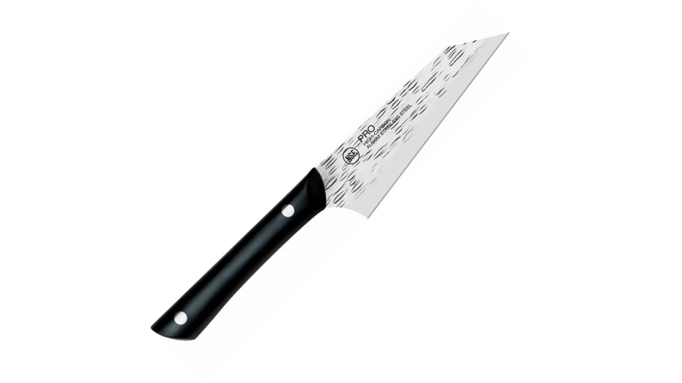 Kershaw Professional Asian Multi-Prep Kitchen Knives, 9.75in Overall, 5in Hammered Finish Aus-6M SS Blade, Black Pom Handle, Full Tang, Black, HT7069