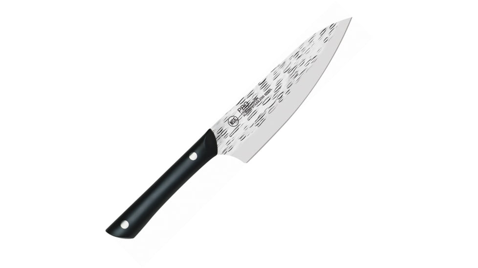 Kershaw Professional Chefs 6in Kitchen Knives, 10.75in Overall, 6in Hammered Finish Aus-6M SS Blade, Black Pom Handle, Full Tang, Black, HT7072
