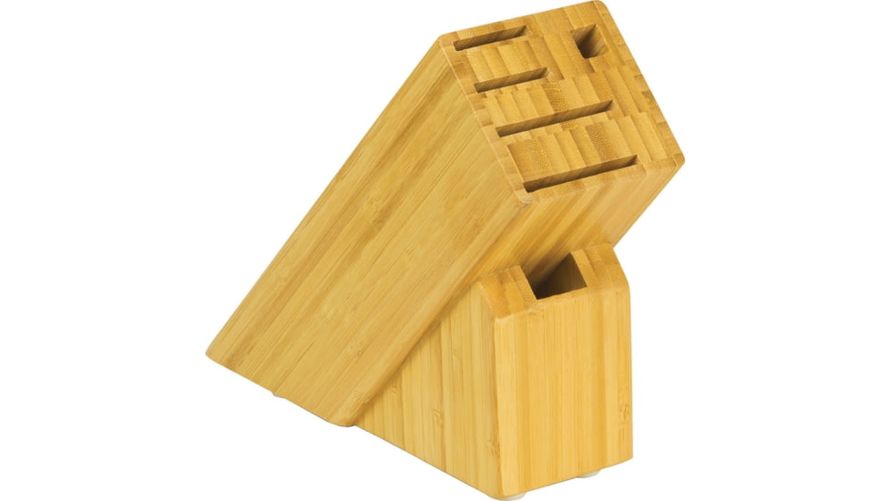 Kershaw Six Slot Slimline Block Kitchen Knives, Bamboo, Accommodates Up To 4 Pieces Of Kai Kitchen Cutlery, Two Large Slots And Two Medium Slots, Also Has A Slot For Honing Steel And Shears, DM0847