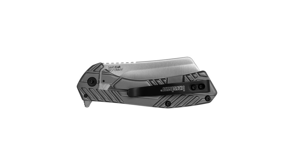 Kershaw Static Folding Knife, 2.8in Cleaver Blade, 8Cr13MoV Steel, Stainless Steel Handle 3445