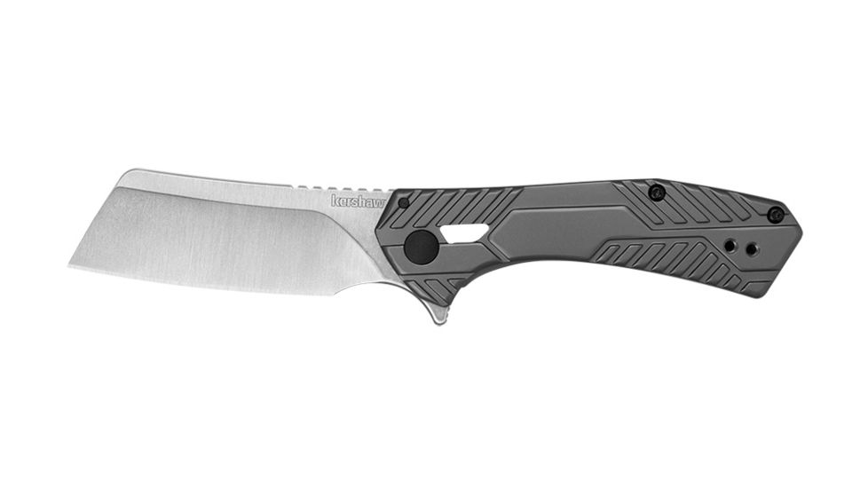 Kershaw Static Folding Knife, 2.8in Cleaver Blade, 8Cr13MoV Steel, Stainless Steel Handle 3445