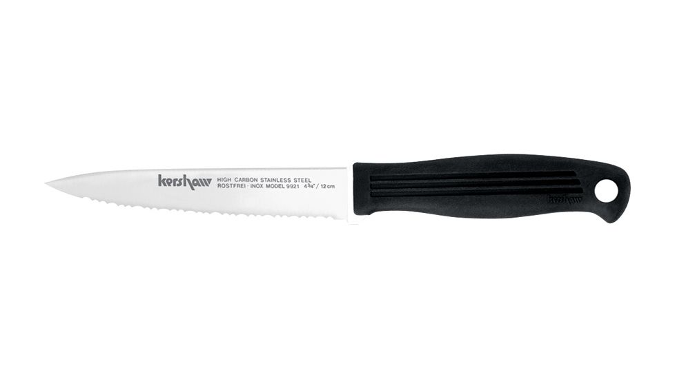 Kershaw Utility Kitchen Knife,4.75in,High Carbon Stainless Blade, Black Co-Polymer Handle KS9921