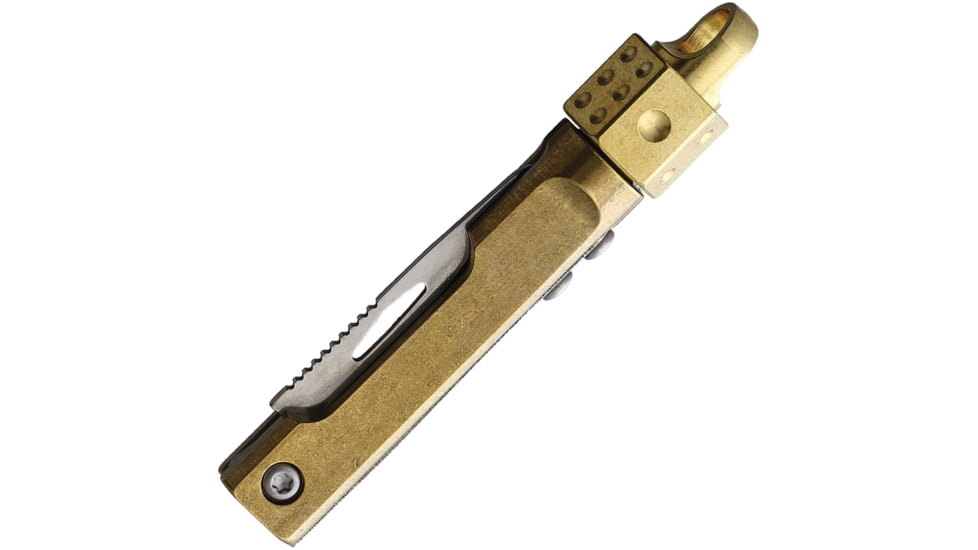 Ketuo Dice EDC Mini Brass Folding Knife, 2.5in Closed, 1.25in Satin Stainless Blade, Brass Handle, BRASS EDC MINI KNIFE
