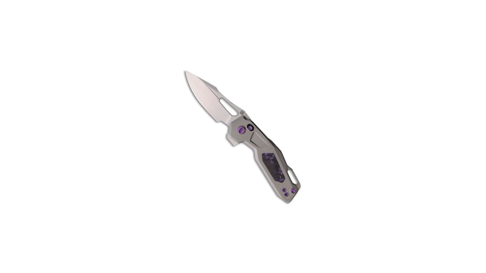 Ketuo Ketuo Mini Griffin Button Liner Lock Knife Ti/Purple Marbled CF 2.9" Satin, Gray, Bohler M390, adult, BHQ-225612