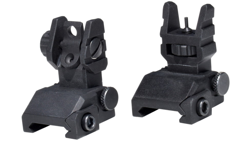 Kexuan 1 in Advanced Tactical Flip Up Front And Rear Sight Set, Aluminum, Black, MFLRS09