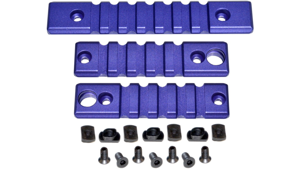 Kexuan 3 Piece M-LOK to Picatinny Rails; 2 x 3 Slots, 1 x 7 Slots, Aluminum, Purple, Purple, RLMLK1-PUR